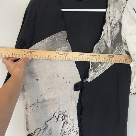 Lee Andersen Cardigan Art to Wear Small Lagenlook Mixed Media Black Topper - Picture 7 of 8